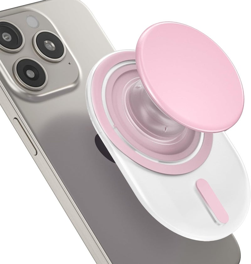 AUROX Magnetic Phone Grip Holder for Magsafe Phone Grips, Expandable Collapsible Phone Grip Stand Holder with Kickstand for Magsafe Stand Compatible with iPhone 17 16 15 14 13 Series, Transparent Pink - Image 1